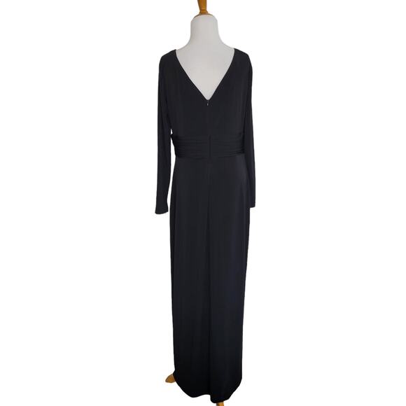 NEW Calvin Klein Black Maxi Dress Evening Stretch Jersey Long Sleeve Women 10 - Picture 3 of 12